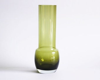 Riihimaki Lasi Oy Green Art Glass Vase - 60s