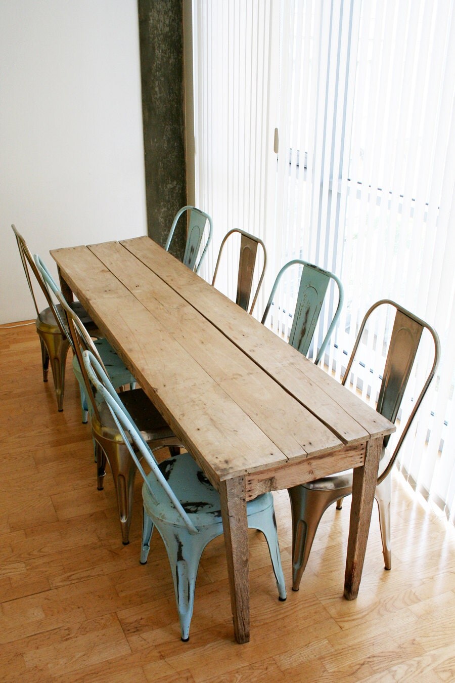 Large Vintage Wooden Rustic Farmhouse Kitchen Table - Mid ...