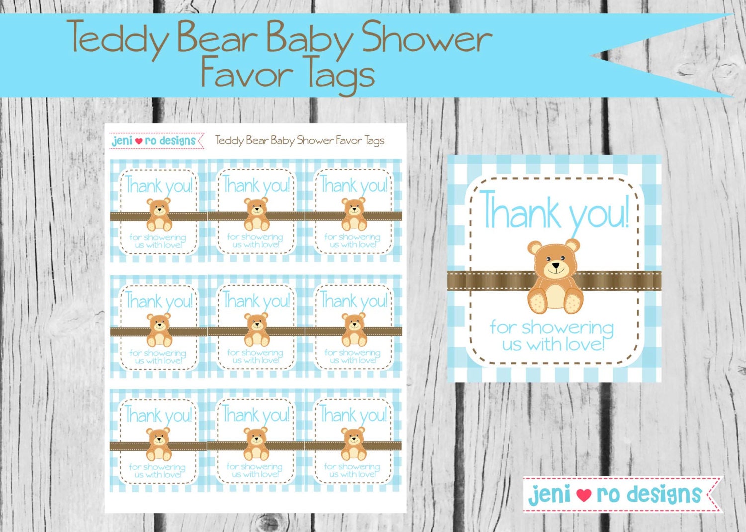 teddy bear boy baby shower printable favor tags