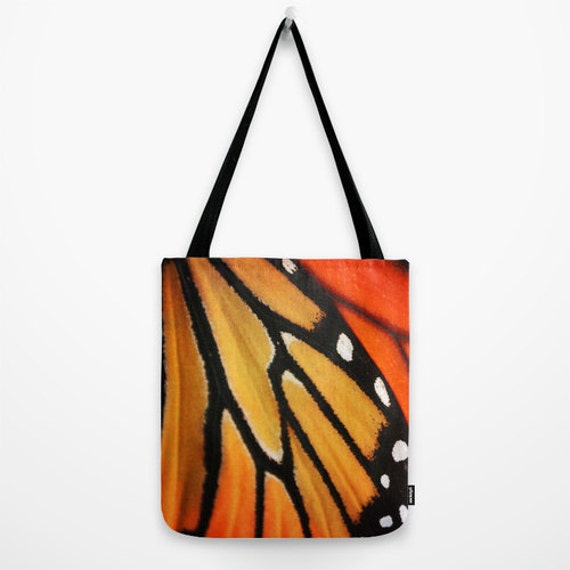 Butterfly Tote Bag Monarch Wing Market Bag Orange Black