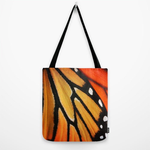 Butterfly Tote Bag Monarch Wing Market Bag Orange Black