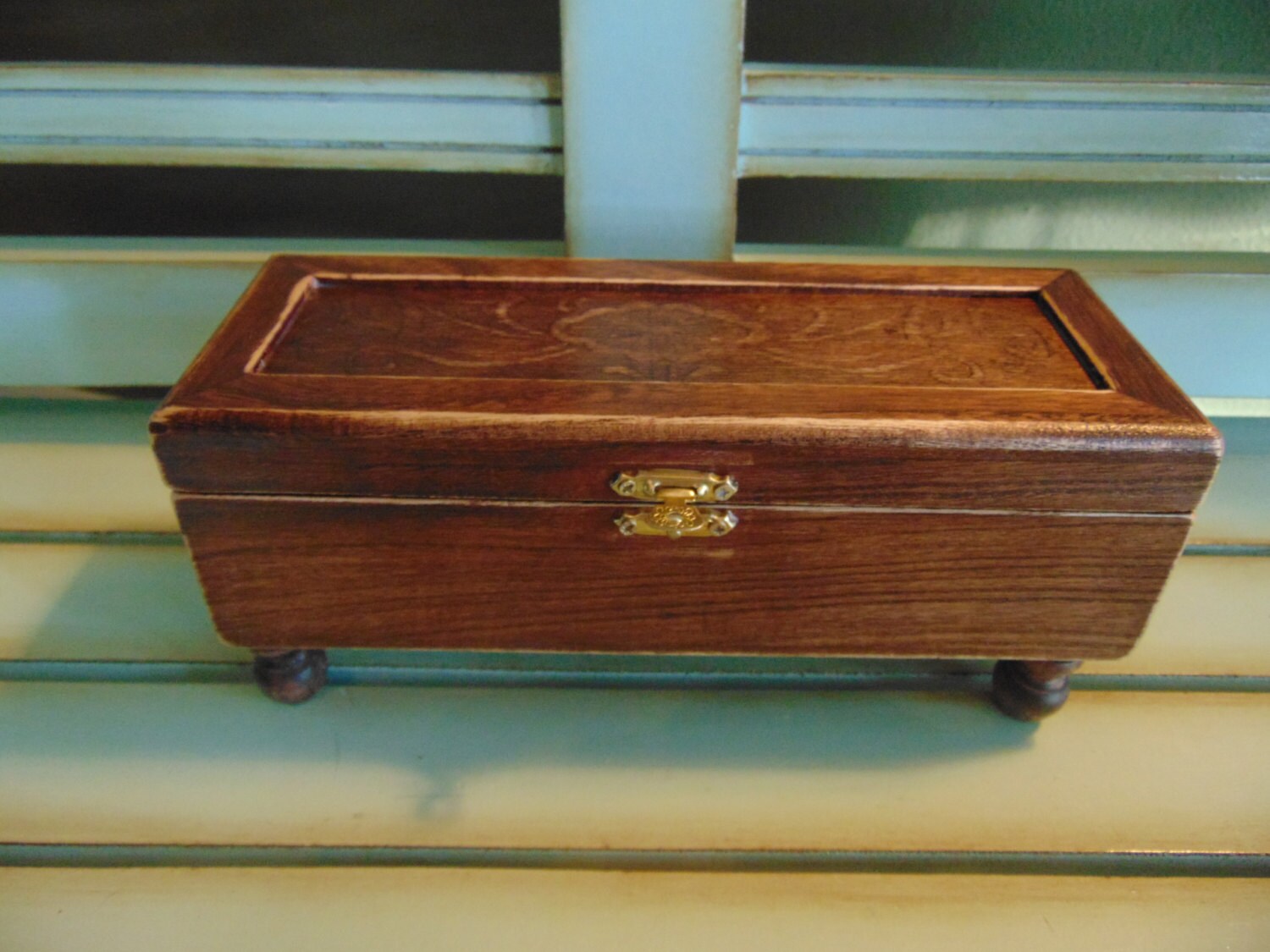 Tea Box Jewelry Box Mahogany Box Accessory by SilverJewelsByCindy