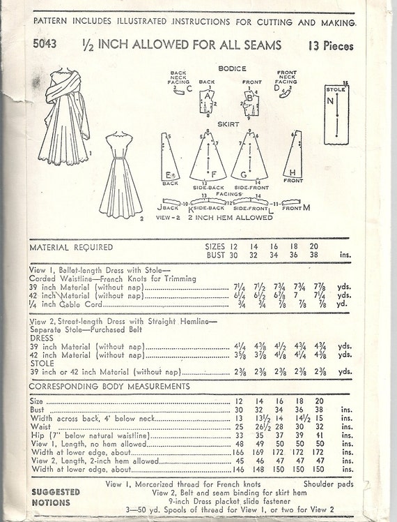 1940s Misses Evening Dress W/ Scalloped Neck And Hem, Flared Skirt ...