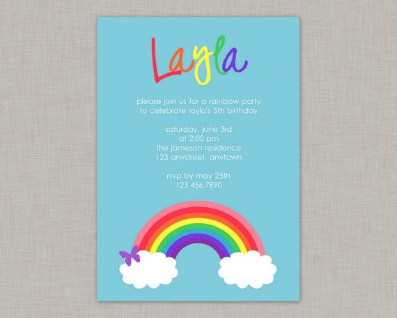 Rainbow Invitation, Rainbow Birthday Invitation, Rainbow Party Il_570xn