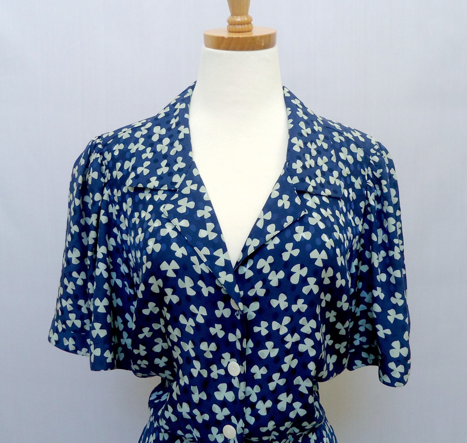 Blue Floral Dress 1940s Style Blue Dress Vintage