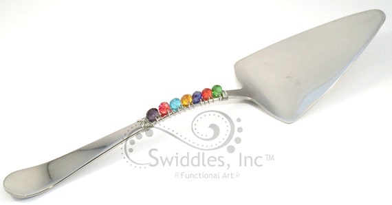 Beaded Cake Utensil Pie Server Hostess Gift Wedding Cake