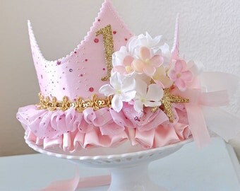 Girl Shabby Chic Birthday Princess Crown, Birthday, Special Occasion, Photo Prop