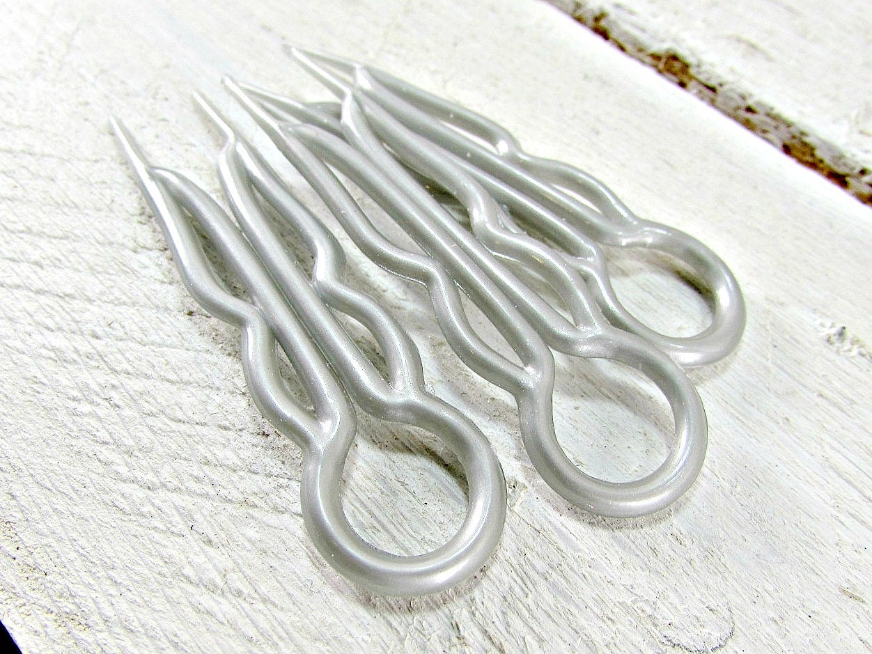 Vintage Plastic HairPin Set MAGIKGRIP Silver Hair Pins