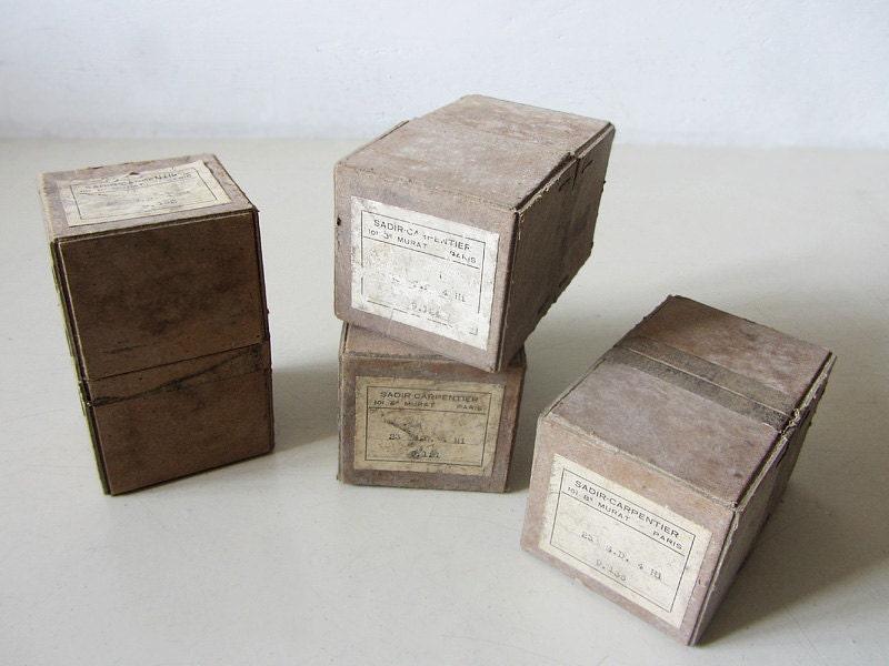 Set Of 4 Vintage French Cardboard Boxes Haute Juice