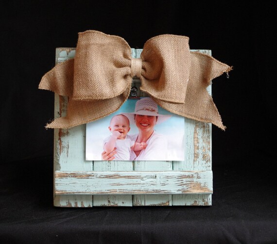 Handmade Barnwood 4x6 Clip Picture Frame Light Teal with