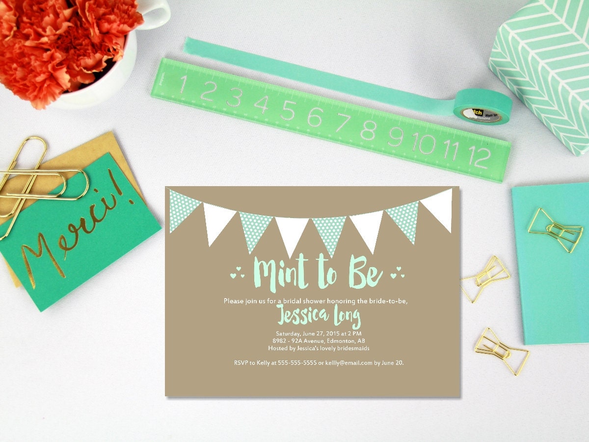 Mint To Be Bridal Shower Invitations 1