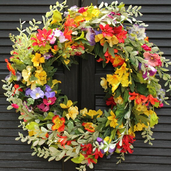 Summer Floral Door Wreath Flower Wreath by EverBloomingOriginal