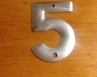 Vintage industrial metal number 5 old metal number