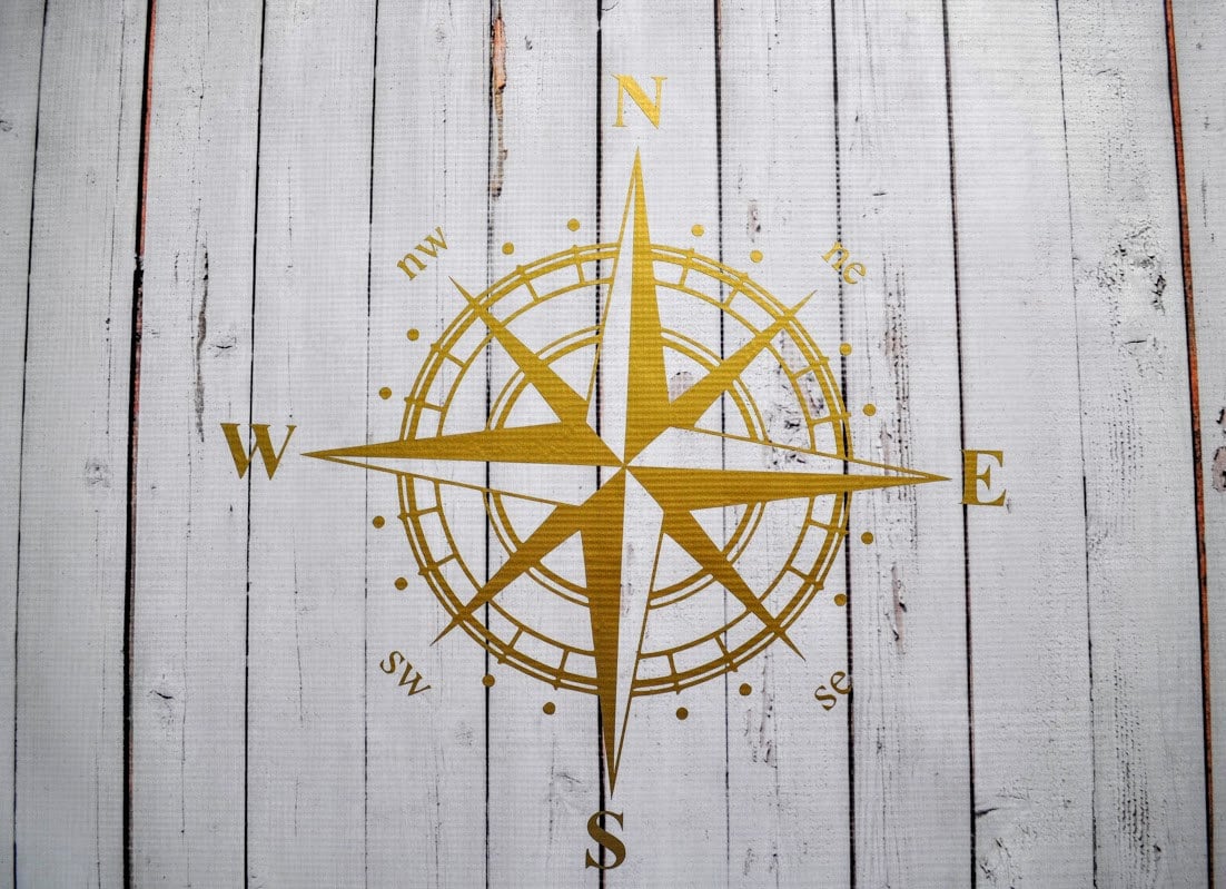 Gold Nautical Compass Vinyl Wall Decal