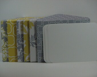 Trendy Yellow and Grey Mini Note Card and Envelope Set