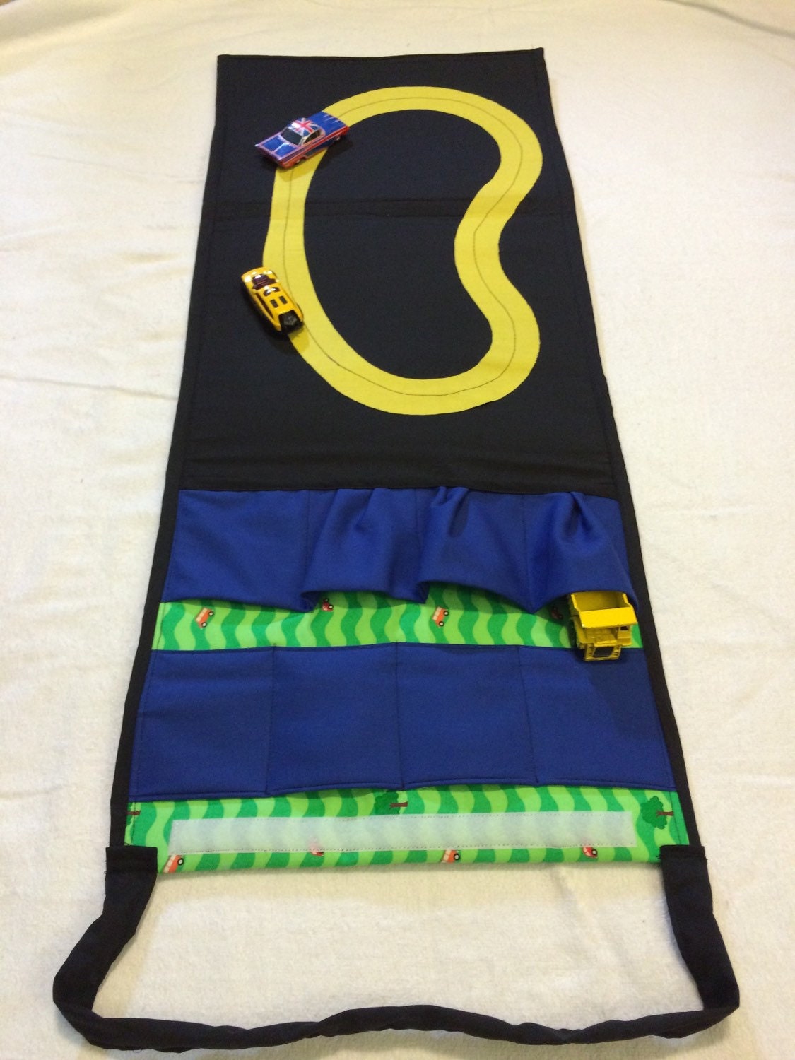 Toy Car Play Mat Personalized Travel Toy Car by LilyStitches