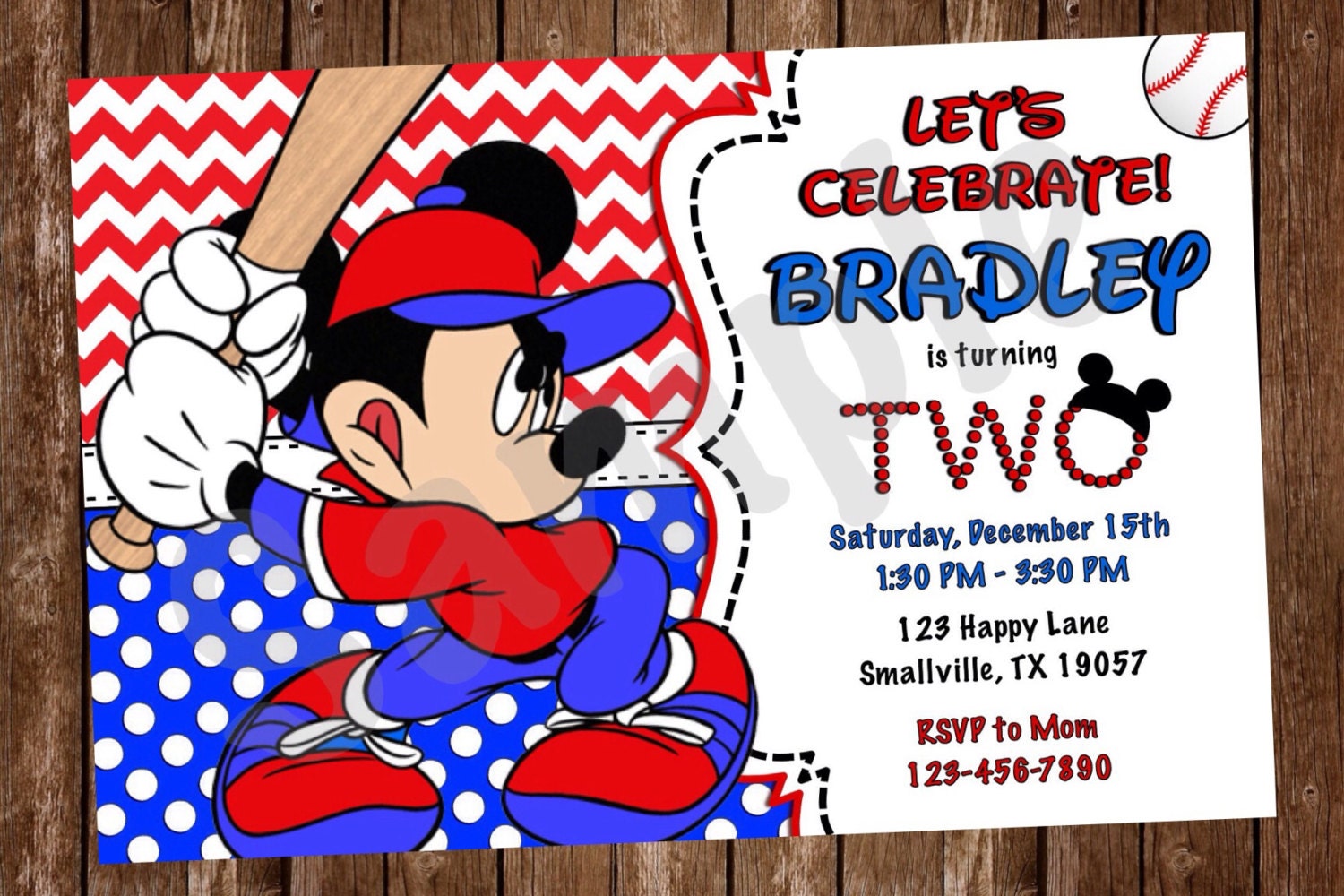 Mickey Mouse Birthday Invitations Baseball 5