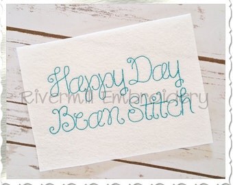 Happy Day Vintage Bean Stitch Machine Embroidery Font Monogram Alphabet - 3 Sizes