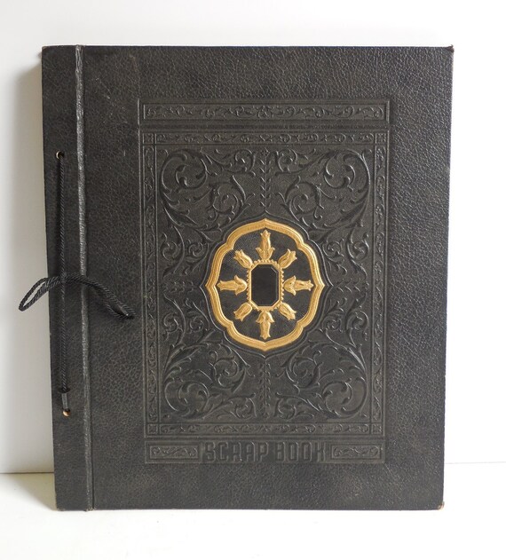 Antique Scrap Book Embossed cover Gold gild Unused pages Large