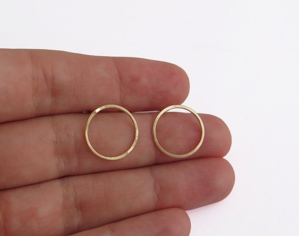 14k Gold Circle Earrings Small Hoop Studs Delicate Solid