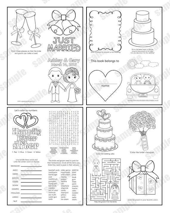 Mini Printable Personalized Wedding coloring activity book