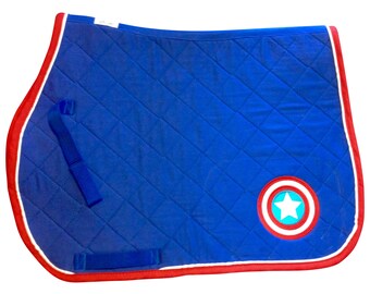 Ultimate Captain America Logo Embroidered Saddle Pad - 3 sizes