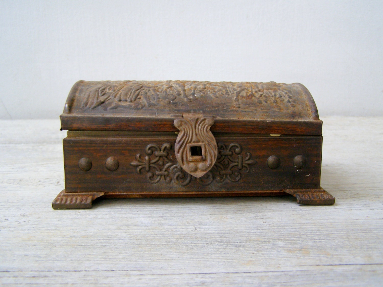 Rusted Metal Tin Box Vintage Rust Charm Collectible By Meshumash