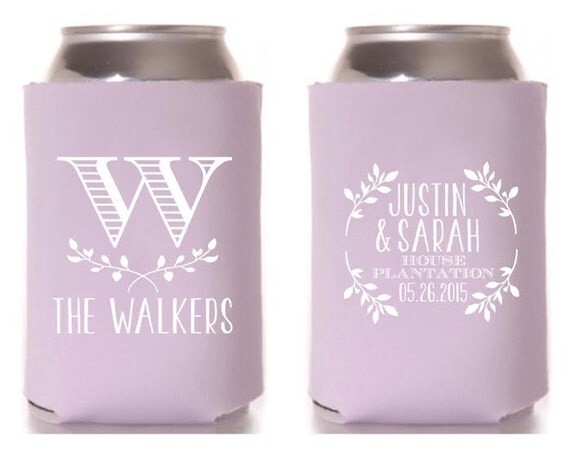 Wedding Koozies Monogrammed Koozies Personalized by SipHipHooray