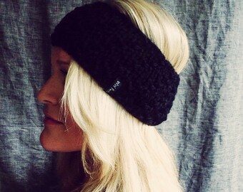 Chunky knit headband in black wool blend / Birthday Gift / Wear All Year / Bad Hair Day / Accessories For Women