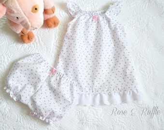 Newborn Infant Baby Girl Flutter Sleeve Dress with Matching Bloomers ...