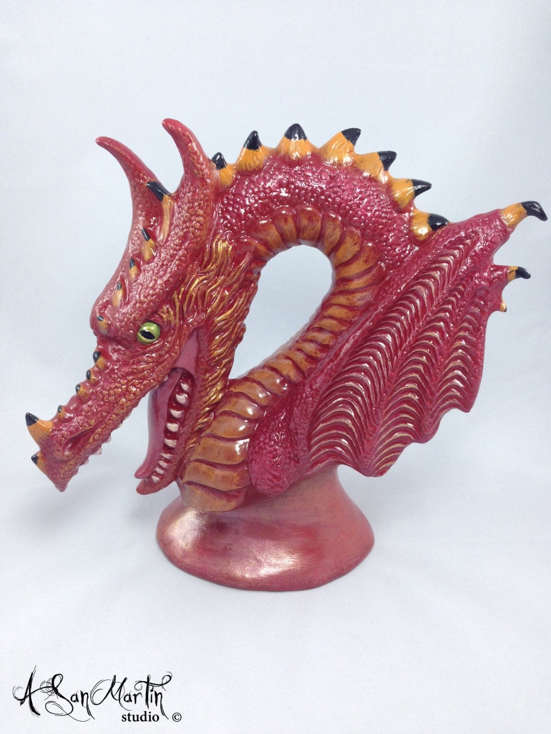 Dragon Bust Red By Bluephoenixdesigns On Etsy