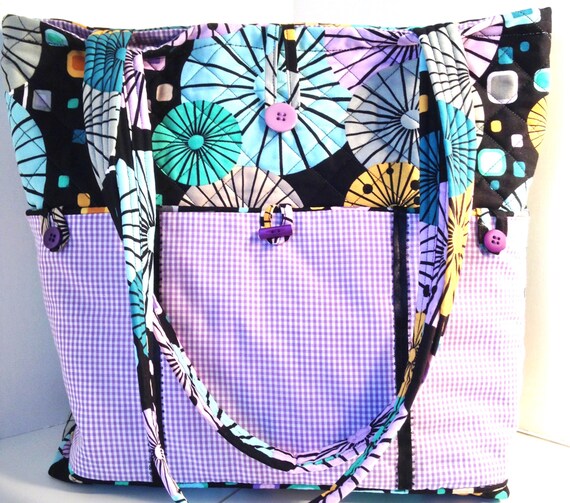 Quilted Tote Bag, Large Purse, Padded Carry All, Laptop Bag, Shoulder ...