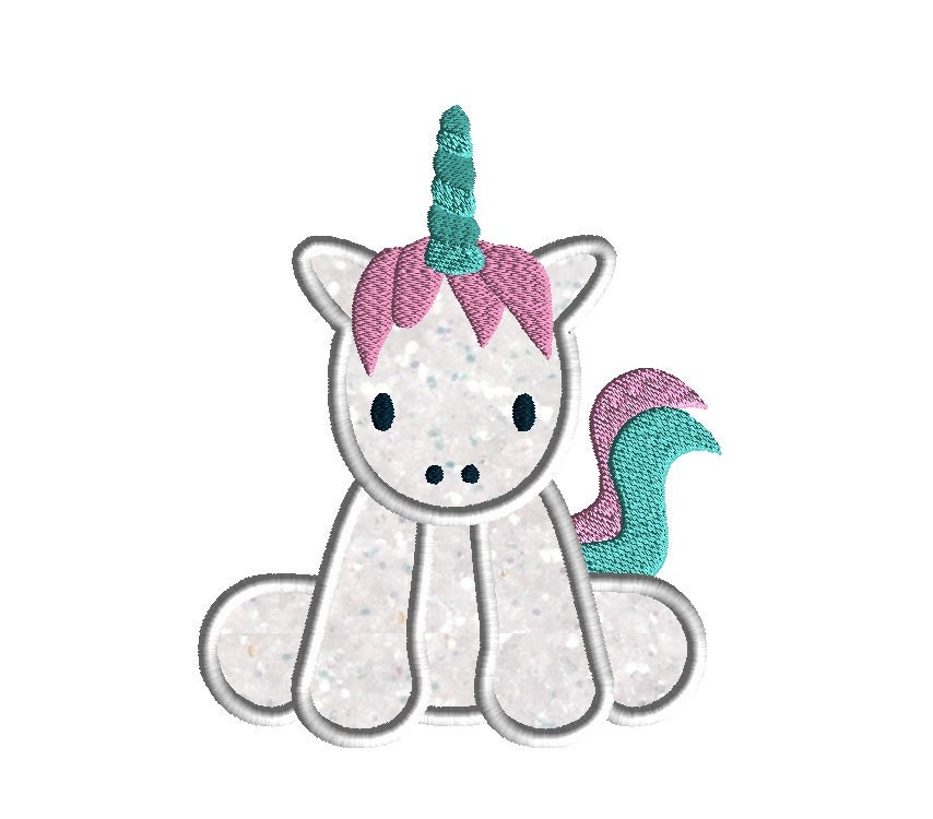 Download Baby Unicorn Applique Machine Embroidery Design-INSTANT