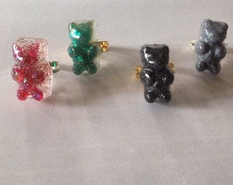 Set of Three Gummy Bear Adjustable Rings