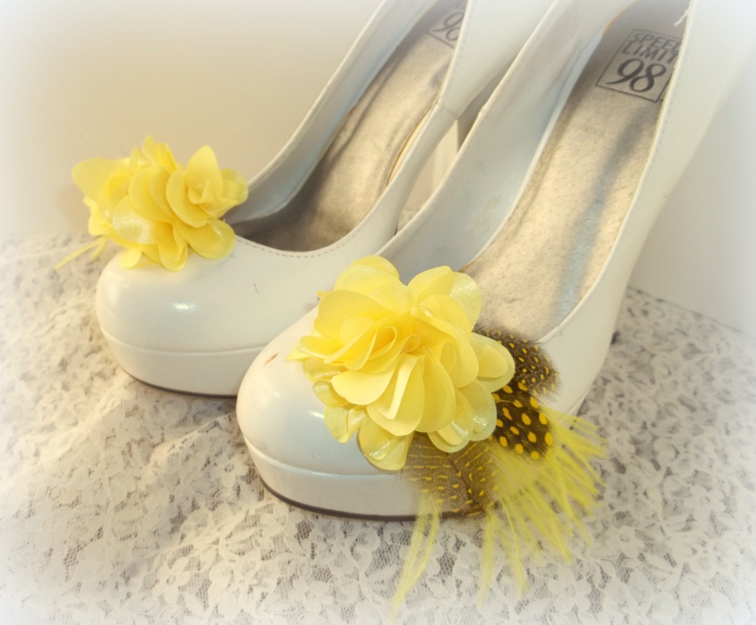 Lemon Yellow Shoe Clips Summer Shoe Clips Bridal Shoe CLips