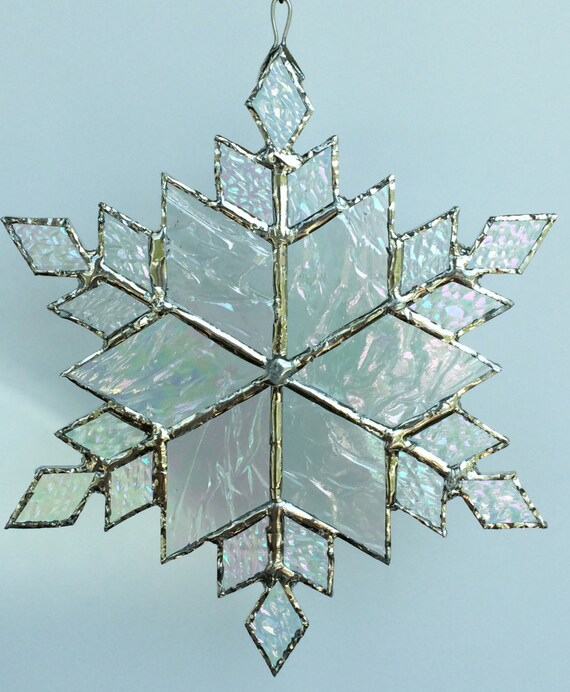 stained glass snowflake suncatcher design 9B