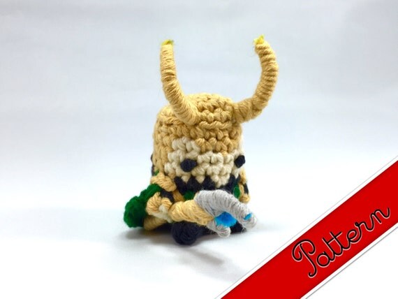 PDF Pattern for Crocheted Loki Amigurumi Kawaii Keychain