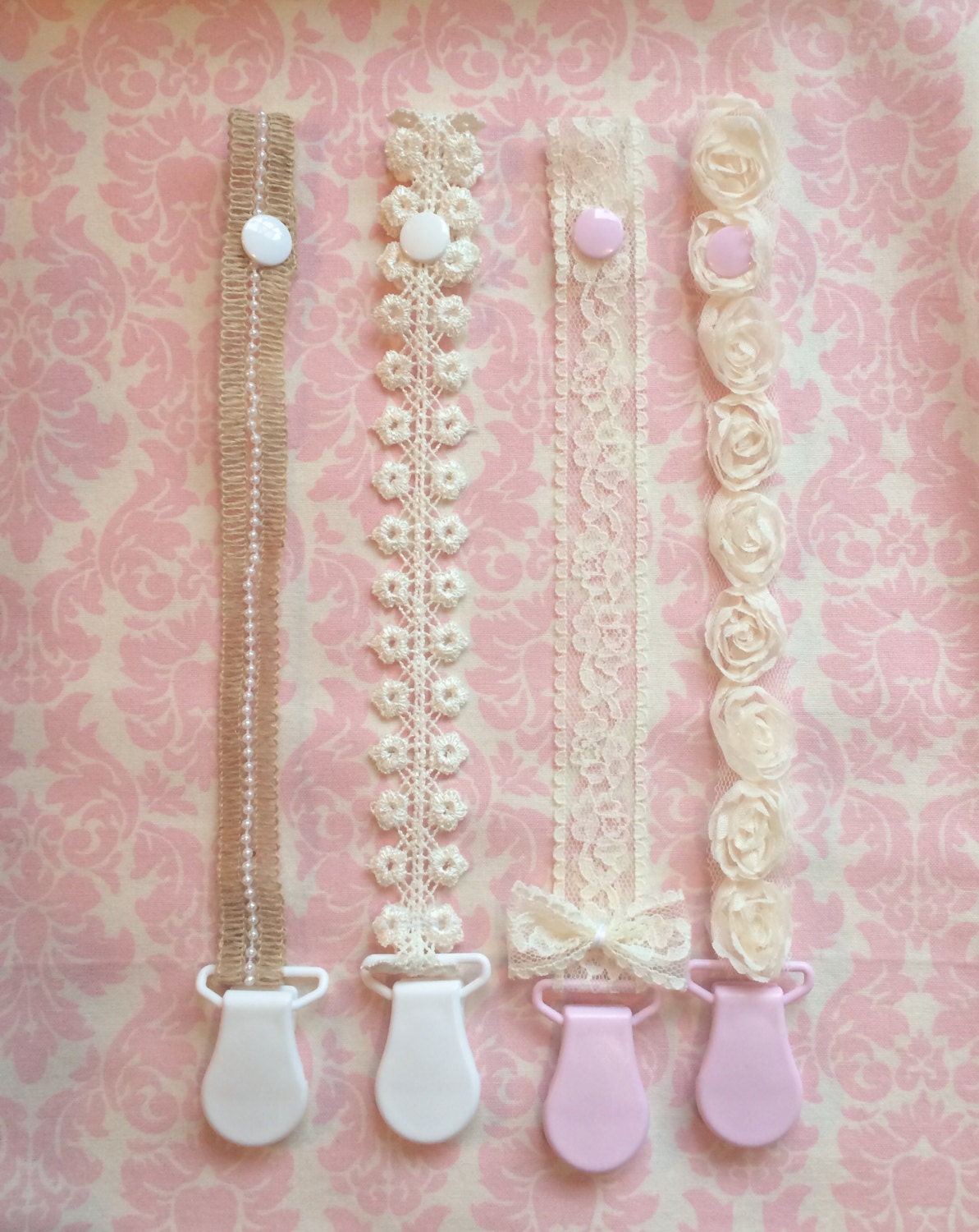 shabby chic pacifier clip binky clip pacifier strap shabby chic pacifier clip binky clip pacifier strap