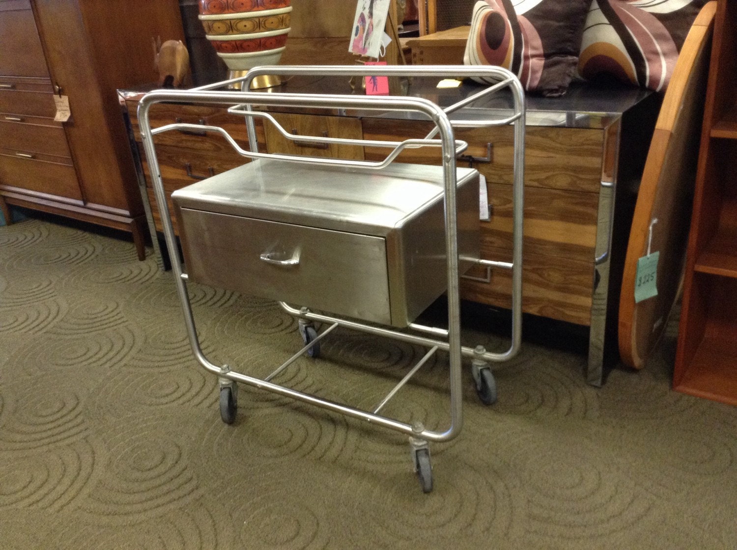 Stainless Steel Bar Utility Cart Vintage Mid Century Haute Juice