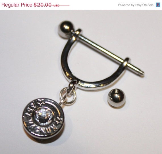 On Sale Now A Set of Bullet Dangle Nipple Rings by LoriDavidsonArt