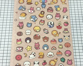 Cute stickers - 1 sheet - Animal theme stickers, Kawaii animal stickers paper stickers, Scrapbooking material supplies 1106