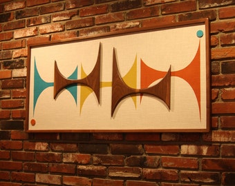 Mid Century Modern Witco Madmen Abstract Wall Art Sculpture Painting Retro Eames Era Atomic - Dino