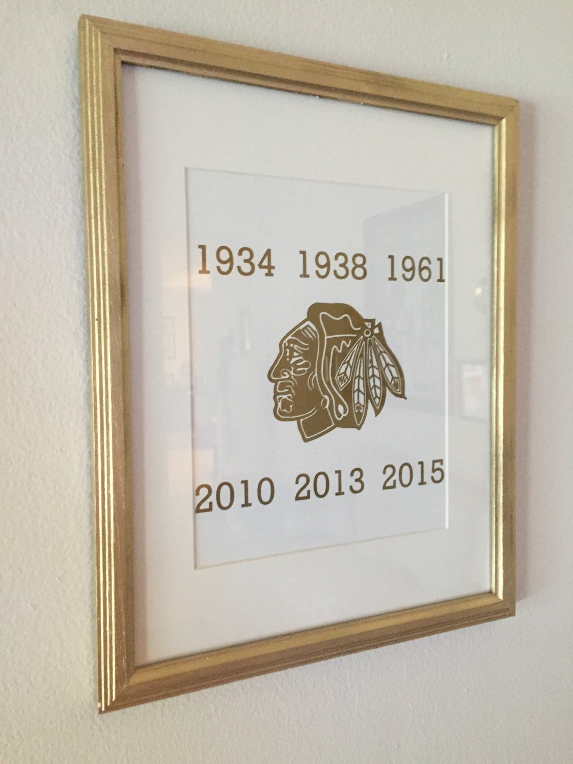 Chicago Blackhawks Stanley Cup Champions Wall art in metallic 