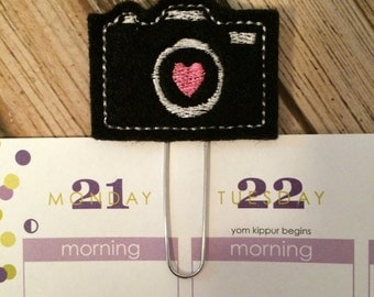 Camera Planner Paper Clip, Photography Planner Bookmarks, Photographer Planner Gift Idea, Cute Paper Clips - Black
