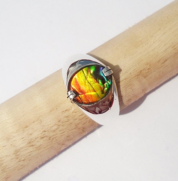 Canadian Ammolite Ring by UniqueStonez on Etsy