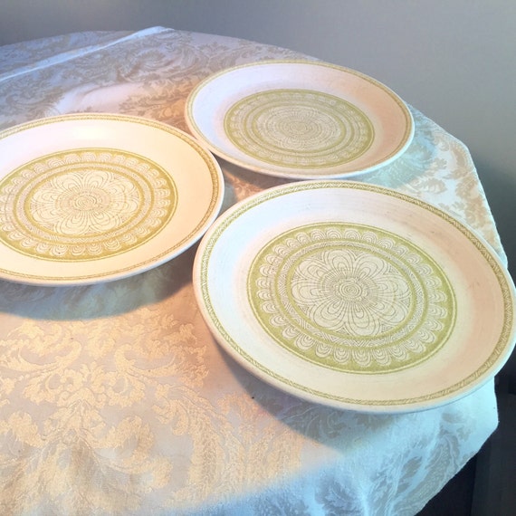 Vintage Earthenware Dinner Plates Hacienda Green Franciscan