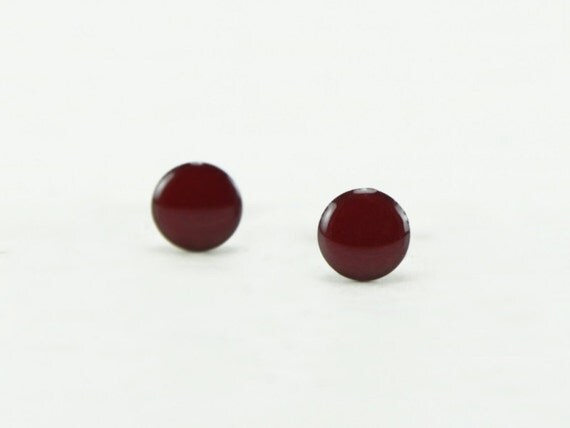 BURGUNDY Stud Earrings Burgundy Earrings Burgundy Ear