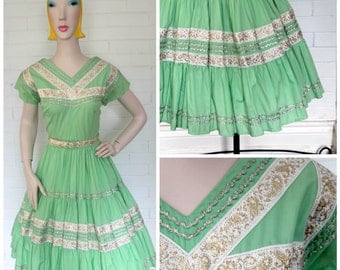 Vintage 1950s Patio Dress M/L