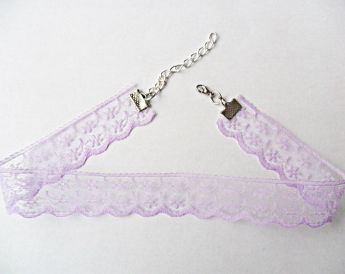 Lace Choker necklace Purple Scalloped with a width of 3/4” (pick your neck size) Ribbon Choker Necklace