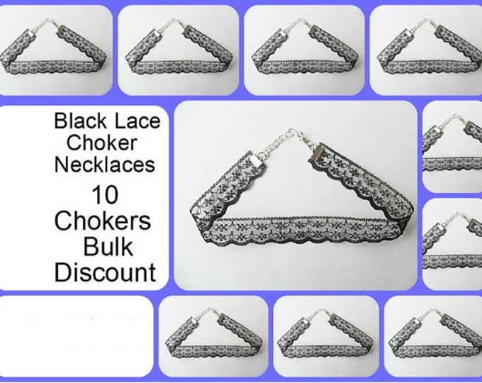 Sale item Black Lace choker necklaces bulk discounted Lot of 10, sale.